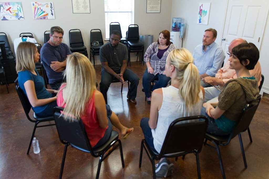 Group therapy session underway at The Right Step Hill Country