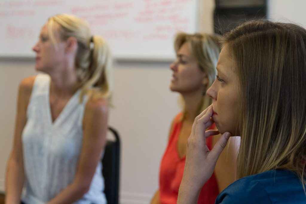 Woman gets emotional during therapy at The Right Step Hill Country