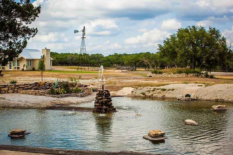 Outdoor pond area at The Right Step Hill Country