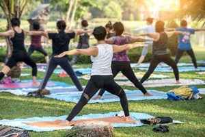 a group of women participating in a yoga therapy program