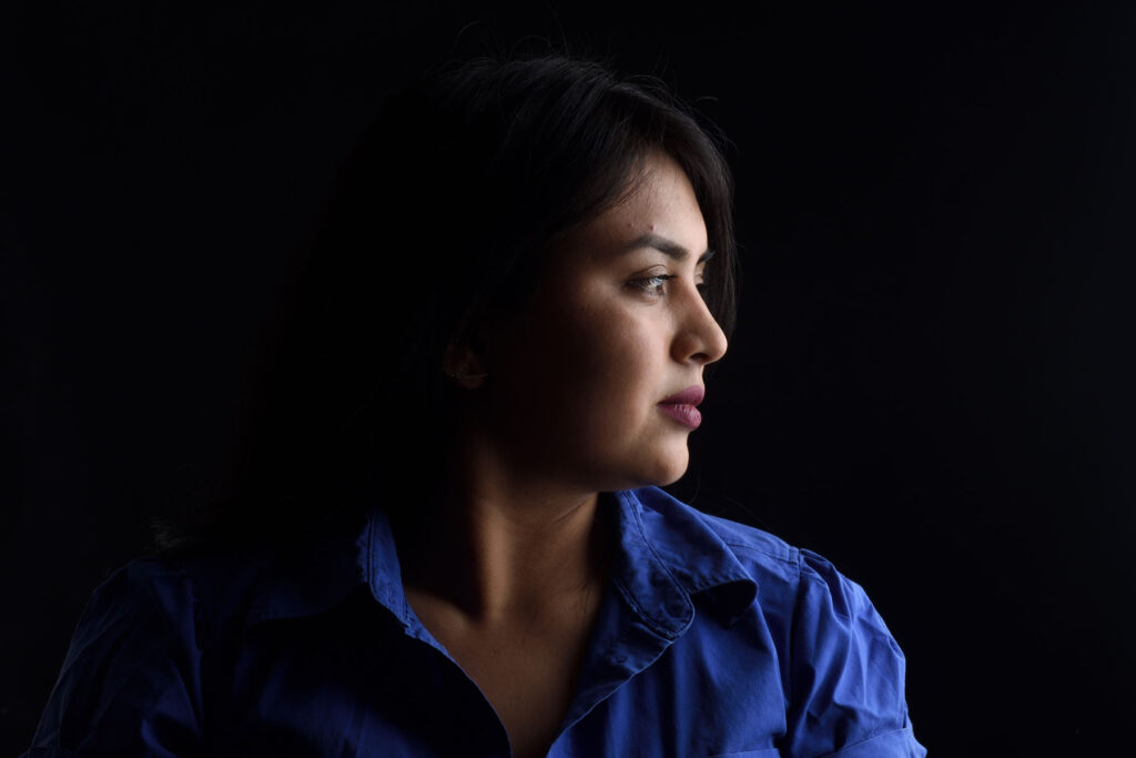 A woman thinking hard about morphine side effects